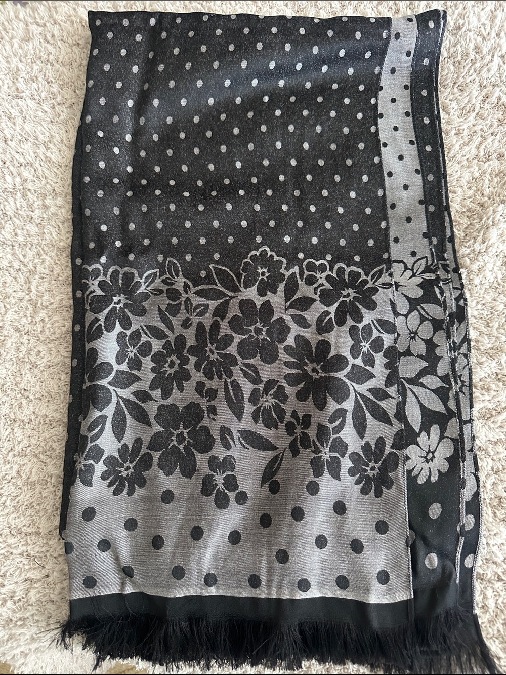Floral Polka Dot Black & Gray Women's Skirt